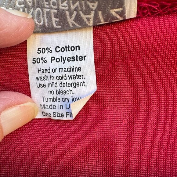 Carole Katz Vintage Red Velvet Burnout 2-Piece Stretch Lounge Top Pants Set L - Picture 9 of 11